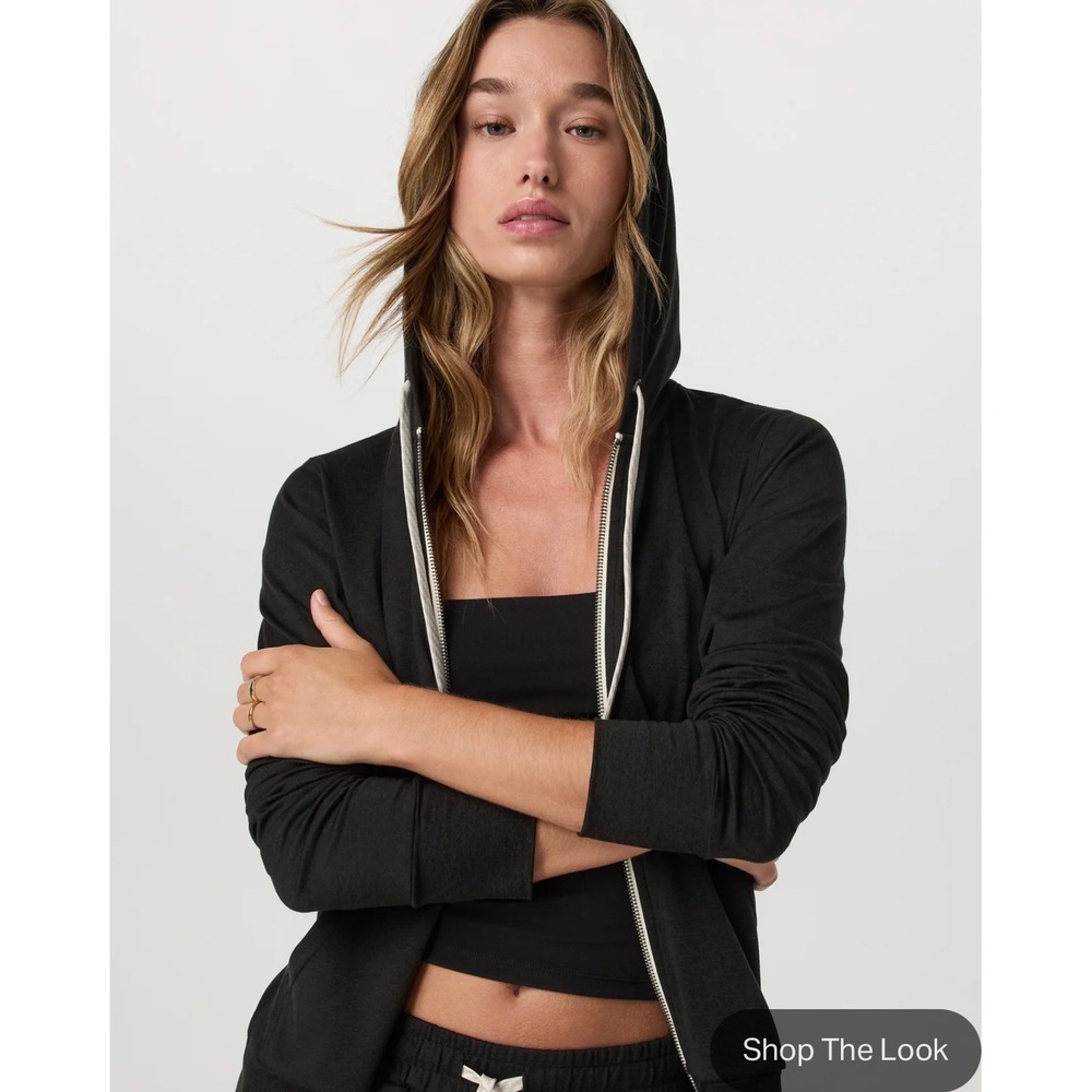 Vuori Zip Up Hoodie Womens Medium Black Halo Performance DreamKnit VW201 Active